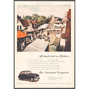 1951 Standard Vanguard Sedan Vintage Print Ad High Street Fair Carousel Wall Art